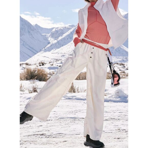 Free People Pregame Printed Wide Lightweight Pants Medium White Pink Tie Dye - Picture 5 of 7